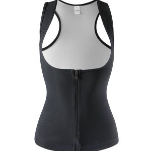Women Sauna Sweat Suit Body Shaper Shapewear Zipper Waist Trainer Vest Workout Vest Sleeveless Sauna Tank Tops