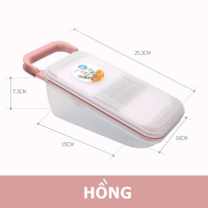 (2 màu) Dụng cụ bào rau củ quả 3 lưỡi đa năng có khay đựng