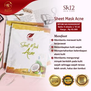 SHEET MASK ACNE SR12 BPOM / MASKER WAJAH PENGHILANG JERAWAT DAN KOMEDO / MASKER MUKA KULIT BERMINYAK DAN BERJERAWAT