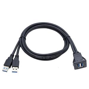 USB3.0 Double Port Square Snap On Panel Extension Cable PVC Waterproof Design for Car Motorcycle Yacht Marine Applications