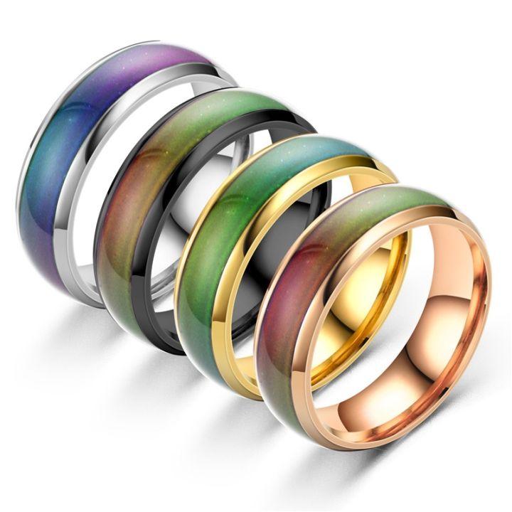 6MM Changing Color Stainless Steel Rings For Women Mood - Main Image