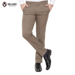 Celana Formal Pria Panjang Slim Fit Kerja Kantor Bahan Casual Modern Cream Gelap