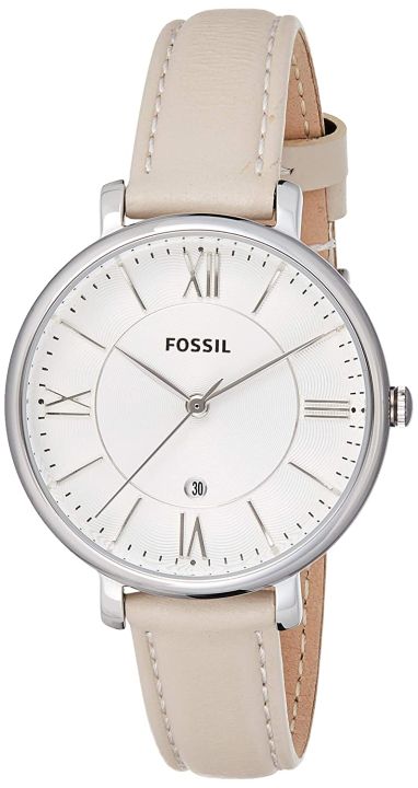 Authentic Fossil Women Jacqueline White Dial Beige Leather Watch