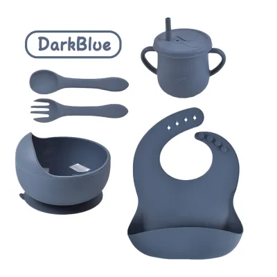 Bevavar 5 In1 Peralatan Makan Bayi Silicone Mangkok Sendok Silikon Bayi Alat Makan Mpasi Bayi Set Free Kotak Hadiah