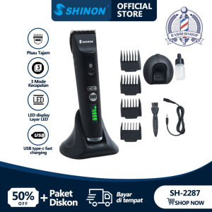 SHINON SH-2287USB Clipper Alat Pangkas Pria Mesin Cukur Barbershop Profesioinal Bergas Rambut Hair Clipper Mesin Cukur Elektrik Rechargeable Pria Man Shaver