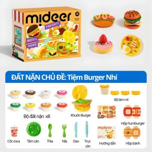 Đồ chơi Đất nặn mềm không dính tay chủ đề Trái cây Rau củ Tiệm Burger Tiệm Dimsum kèm khuôn tạo hình cho bé 3+ Mideer
