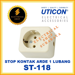 UTICON STOP KONTAK ARDE 1 LUBANG PUTIH ST-118 (HARGA GROSIR) ST118 2P LOBANG SNI ORIGINAL PROMO MURAH