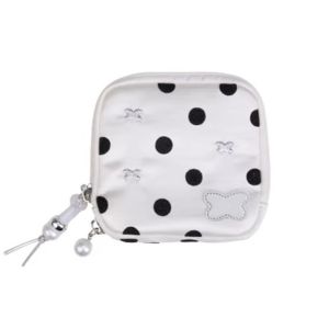 GENENIC Butterfly Embroidery Jewelry Storage Bag Multi-pocket Black Dot Pattern Portable Jewelry Case Ins Space Saving Cute Necklaces Pouch Bracelet Storage