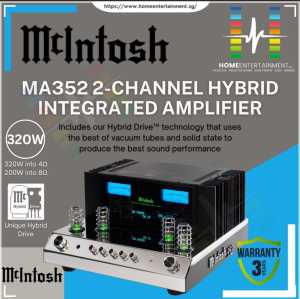Mcintosh MA352 2 Channel Hybrid Drive Integrated Amplifier |   Includes our Hybrid Drive™ technology that uses the best of vacuum tubes and solid state to produce the best sound performance 360W Per Channel [3 Years Official Warranty]