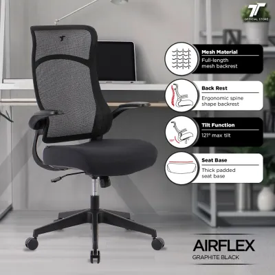 TT AIRFLEX Ergochair Mesh Office Chair Ergonomic Chair Kerusi Pejabat Ofis Study Chair - 2 Years Official Warranty