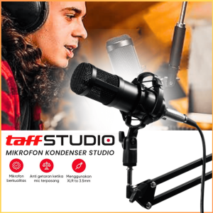 COD KIRIM CEPAT TaffSTUDIO BM 800 Mikrofon Kondenser Studio Mic Kondensor Masjid Karaoke XLR 3.5 mm