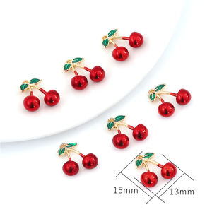 2Pcs Alloy Fruit Enamel Charms Beads Strawberry Grape Cherry Pendant for Jewelry Making DIY Bracelet Handmade Craft Accessories