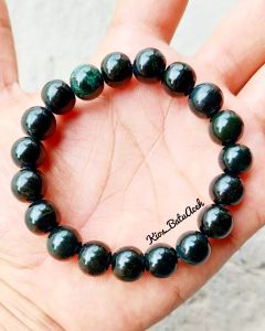 Gelang Batu Giok Black Jade Original Asli Aceh Bulat Size 12