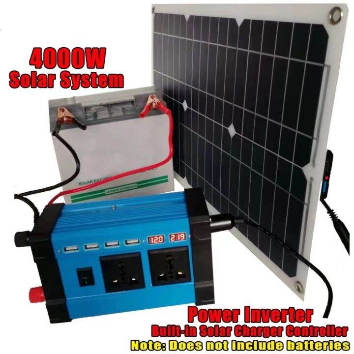 Solar System 4000W Inverter Built-in Solar Controller 18W Solar Panel ...