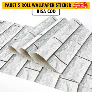 PAKET 5 ROLL Wallpaper Stiker Dinding Bata Hitam Ukuran 45Cm X 4M Wallpaper Pvc