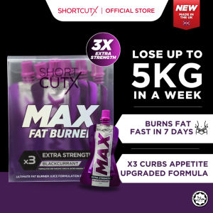 Shortcutx Max Fat Burner Juice Made in UK Clinically Proven Weight Loss Supplement 7 Sachets Effective Formula Boost Metabolism For Safe Natural Slimming