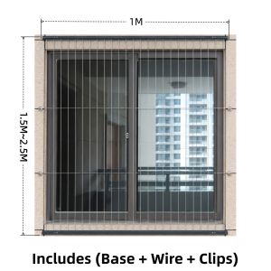Invisible Balcony Safety Net Stainless Steel Security Grille for Windows Child & Pet Protection Anti-Theft Clear View