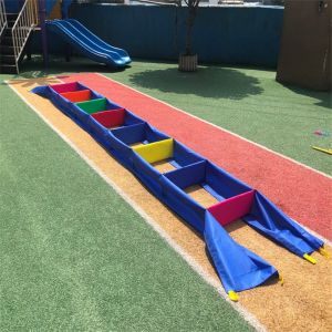 `Colorful Fabric Hurdle Ladder Kids Obstacle Game Toy Foldable Preschool Sensory Integration Training Equipment Kindergarten Outdoor Sports Props`