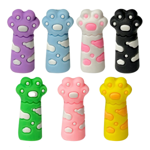 6 Pcs Silicone Pencil Toppers Lovely Cats Claw Pencil Caps Pencil Extender Holder For Children Adults School Accessories