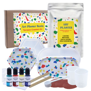 DIY Coaster Trinket Tray Terrazzo Kit Art Crafts Supplies Beginners Adults Kids Holiday Gifts (Jesmonite Alternative)