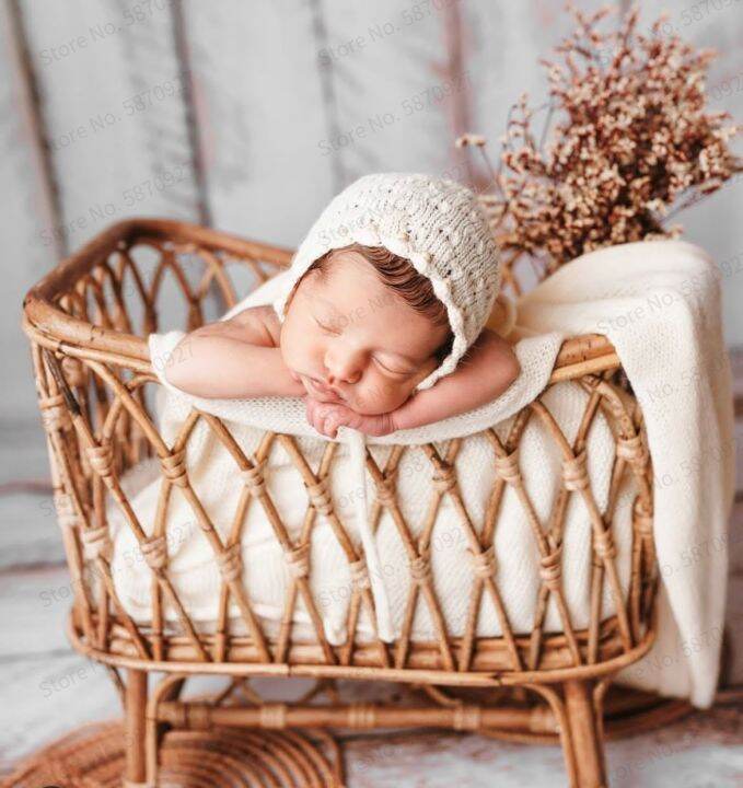 Vintage hot sale rattan crib