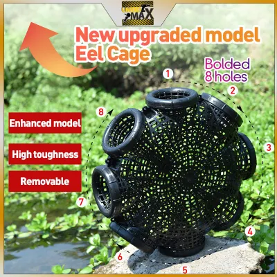 8Holes Eel Cage Fish Shrimp Trap Crab Lobster Crayfish Auto Catch Fishing Tackles Net Plastic Convenient Practical Shrimp Loach
