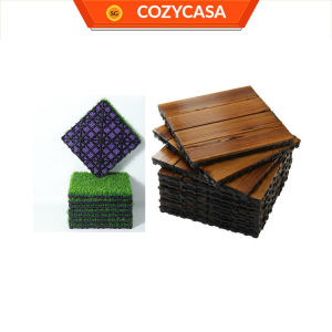 【COZYCASA】Wooden/ Grass Deck Tiles Outdoor DIY Garden Patio Courtyard Interlocking