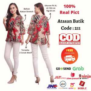 Floline Ols 211 Atasan Cheongsam Imlek Corak Batik Wanita Katun Stretch