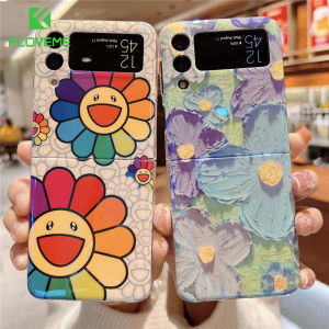 FLOVEME Flower Painted Phone Case For Samsung Galaxy Z Flip 5 Flip 4 Flip 3 5G Ultra-Thin Folding Hard PC Shockproof Back Cover For Galaxy Z Flip 5 Flip 4 Flip 3