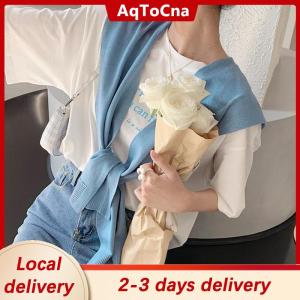 [COD] AqToCna Ship within 24 hours Korean Knitted Shawl Summer Air Conditioning Fake Collar Neck Guard Knit Thin Knotted Cape Shoulder Scarf For Women