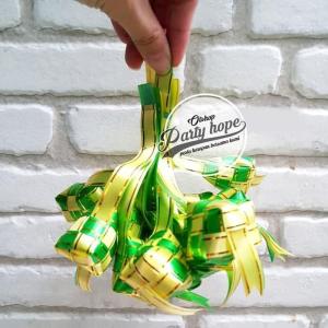 ketupat lebaran pita isi 12 / hiasan parcel / aksesoris idul fitri / lebaran idul fitri