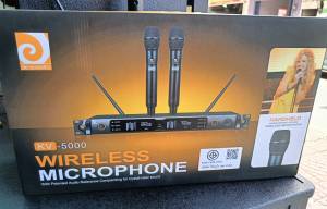 ไมค์ลอยคู่ De acoustic รุ่น KV5000 ไมค์ลอยคู่มือถือ ย่านความถี่ UHF จูนความถี่ ได้ (พร้อม กระเป๋าไมค์ )