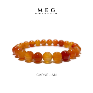 MEG Carnelian Bracelet Natural Healing Crystal Beads 8mm for Men and Women Gift