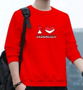 Diskon Spesial Sweater Pria Wanita Saya Cinta Indonesia Kaos Hut RI Crewneck Dirgahayu Sweter Garuda
