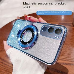 Soft Case Vivo Y19s Glitter Ring Magnetic Wireles Holder Premium