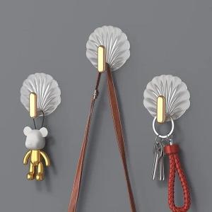 5 ชิ้น ตะขอติดผนัง ชุด ตะขอสุดหรู รูปเปลือกหอยอะคริลิค ตะขอแบบมีกาวในตัว ไม่เจาะรู เหมาะสำหรับห้องน้ำ ที่ใส่กุญแจ ของตกแต่งบ้าน เหมาะสำหรับหมวก ผ้าสำลี กุญแจ และอื่นๆ