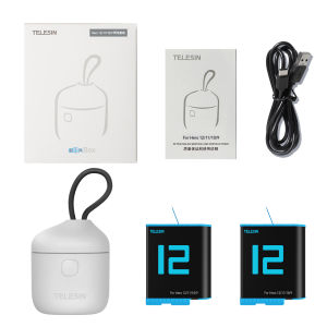 TELESIN 3ช่องสำหรับ GoPro Hero 9ไฟ LED TF เครื่องอ่านการ์ดเก็บกล่องชาร์จสำหรับ GoPro Hero 9สีดำ