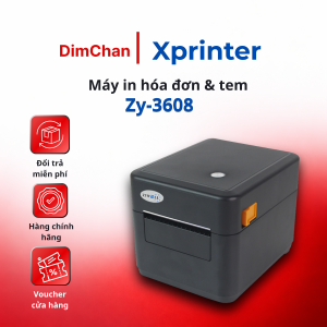 Máy in tem nhãn nhiệt Zywell ZY-3608 – 203dpi in tem giá tem đơn hàng trà sữa khổ rộng 20–84mm USB + LAN