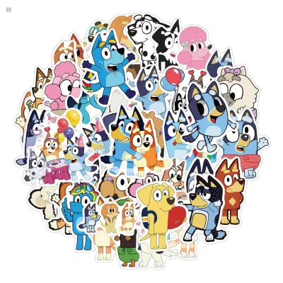 Bluey Bright Film Stickers 50 Sheets - DIY Decoration for Notebook Water Cup Phone