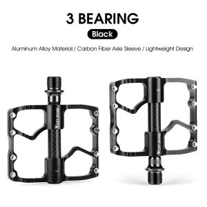 WEST BIKING Bike Pedals 3 Bearing Carbon Pedals Flat/Platform CR-MO Steel Axle Pedals Aluminum Road Bike Bicycle Pedals