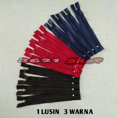 12 Pcs 3 warna Resleting murah 15 CM/sleting murah 12 pcs 3 warna/resleting katun/resleting celana/resleting 6in /15 cm/toko alat jahit/kebutuhan menjahit/toko perlengkapan menjahit/alat jahit lengkap