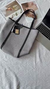Laf Rlph Luren Túi tote đeo vai nữ thời trang dung tích lớn chất liệu vải canvas và da túi mua sắm túi mẹ bỉm sữa