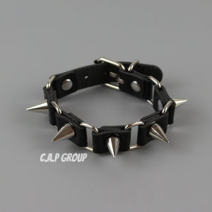 Vòng tay Y2K không gỉ Đinh tán Đầu lâu Da PU cá tính ngầu phong cách Hiphop Rock Punk cặp đôi Nam Nữ