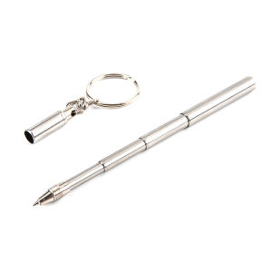 hananre Portable Telescoping Tool Pen Metal Key Ring Stainless Steel Keychain Gift
