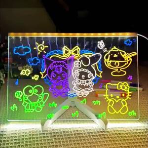 LED Drawing Board For Kids – Light Up Message & Writing Toy With 7 Color Pens Erasable Acrylic Glow Pad