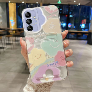 Phone Case Samsung Galaxy A16 A06 S24 FE A15 A25 A35 A55 5G New 2024 Card Holder Slot Design Cut Cartoon Pattern Transparent Soft Casing Samsung A55 5G Phone Cover Case