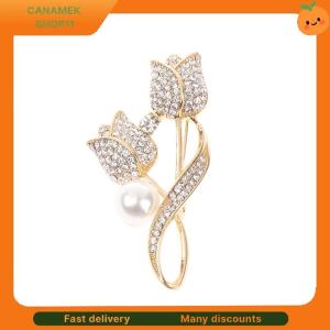 ❣️❣️❣️ 1Pc Brooch Rhinestone Tulip Flower Brooch Anti-glare Suit Brooch Collar Pin Jewelry