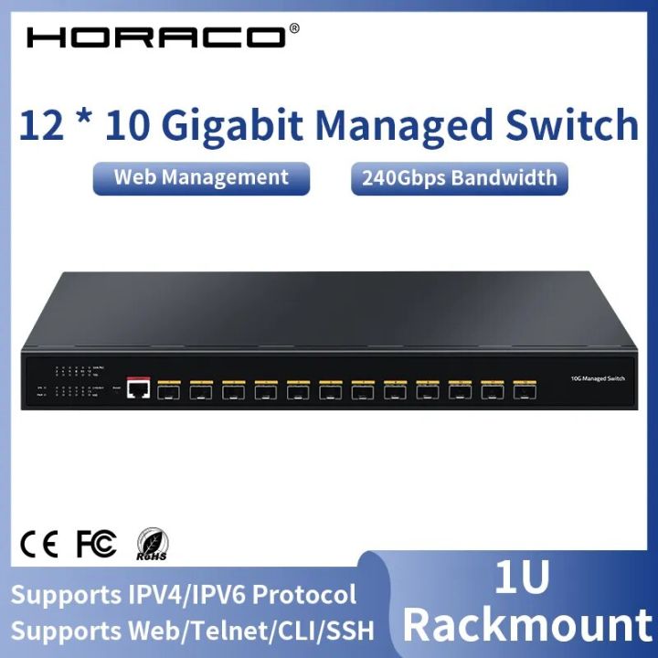 HORACO 10Gigabit Ethernet Switch Managed 10000Mbps 12 Port Optical SFP ...