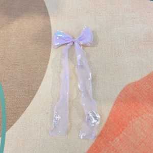 Kẹp nơ vải voan dài hoạ tiết cute phong cách tiểu thư Trùm Sỉ Gia Thành