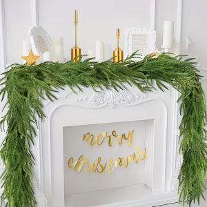 Dây lá thông trang trí noel bàn tiệc giáng sinh led lá thông trang trí dài 2m (sẵn)